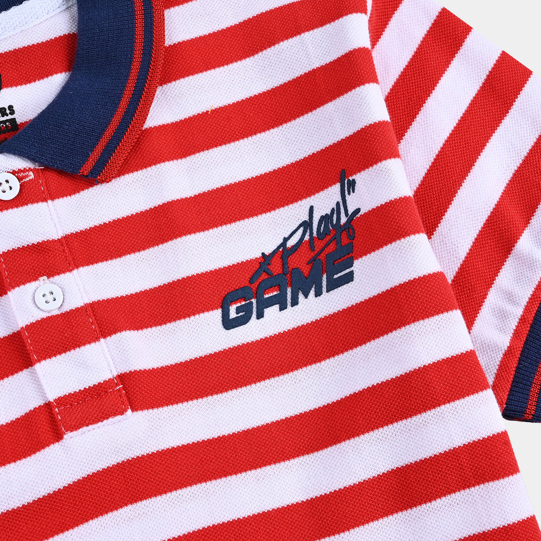 Boys Cotton PK Polo Play Game-Red White