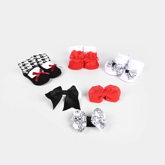 Baby Booties With Ribbon Pack of 3