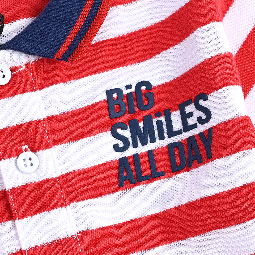 Infant Boys Cotton PK Polo Smiles All Day-Red White