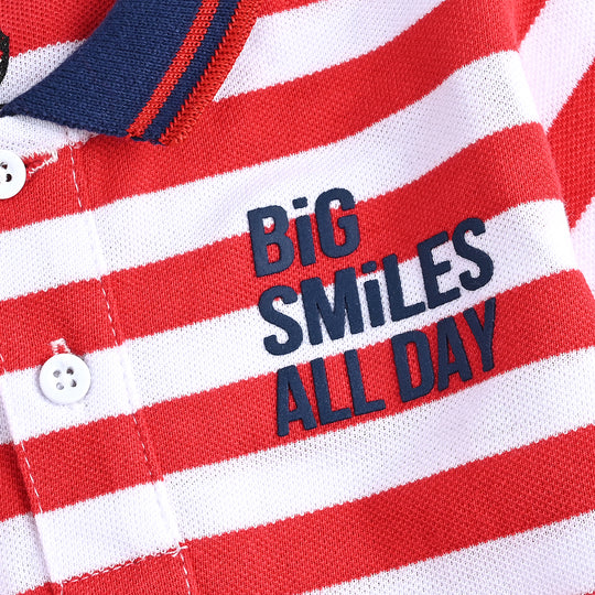 Infant Boys Cotton PK Polo Smiles All Day-Red White