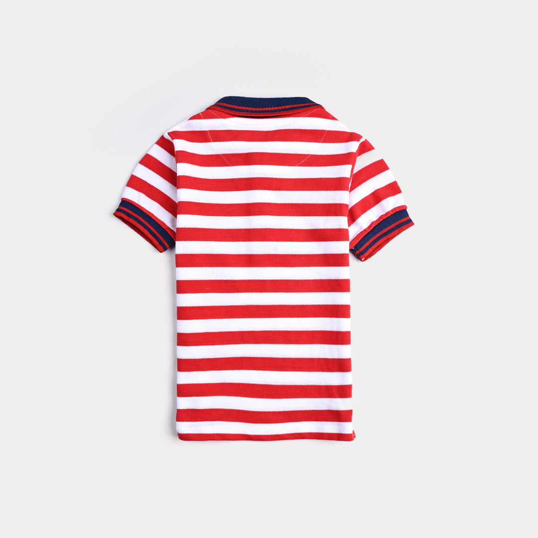 Infant Boys Cotton PK Polo Smiles All Day-Red White