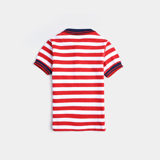 Infant Boys Cotton PK Polo Smiles All Day-Red White