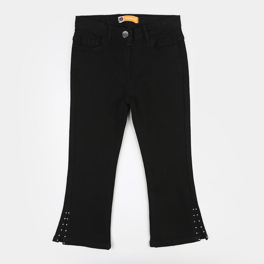 Girls Denim Stretch Pants - Black