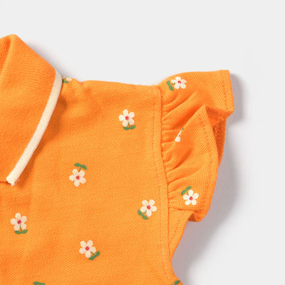 Infant Girls Cotton PK Knitted Suit Flowers-Printed