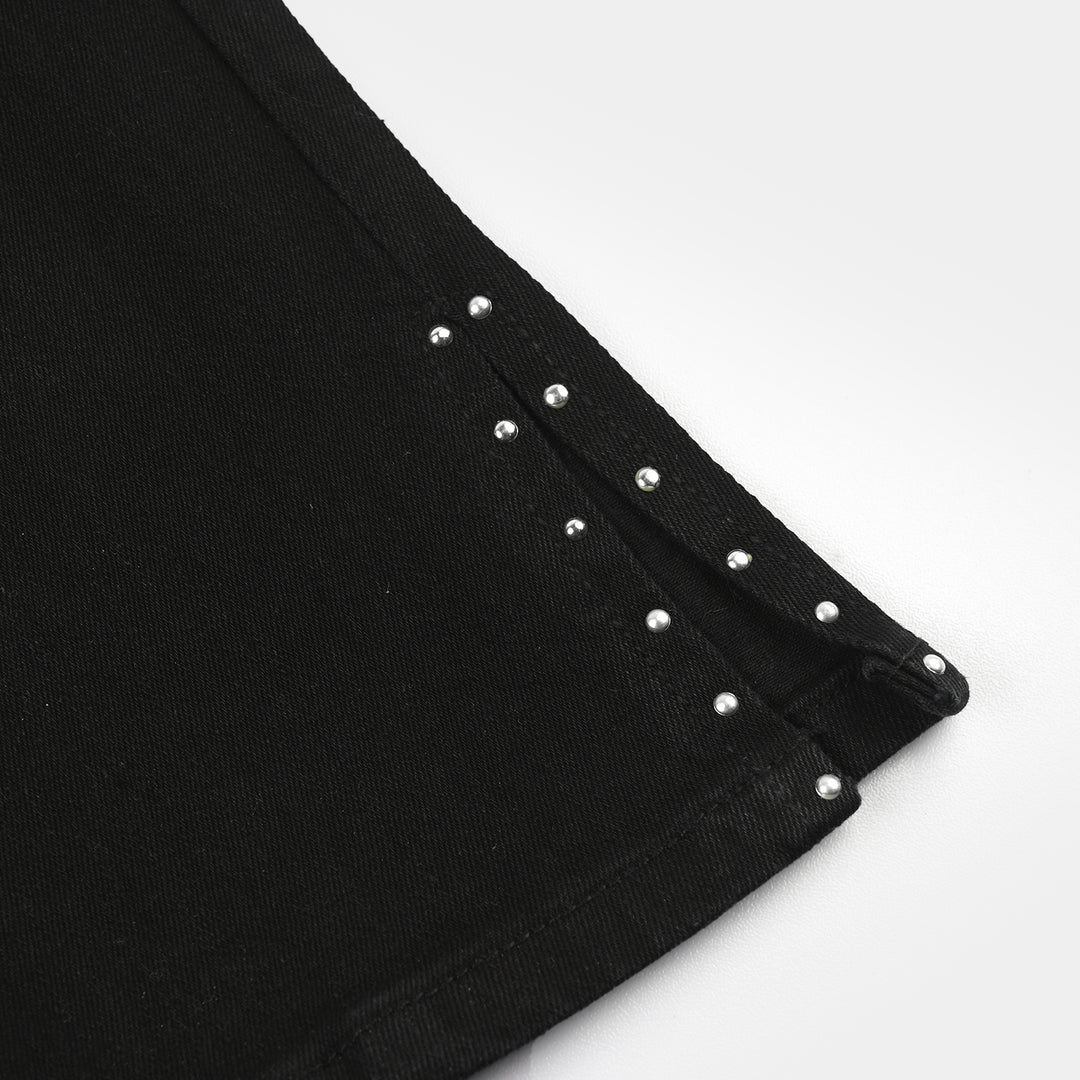 Girls Denim Stretch Pants - Black