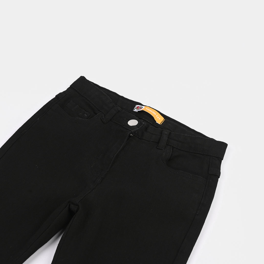 Girls Denim Stretch Pants - Black
