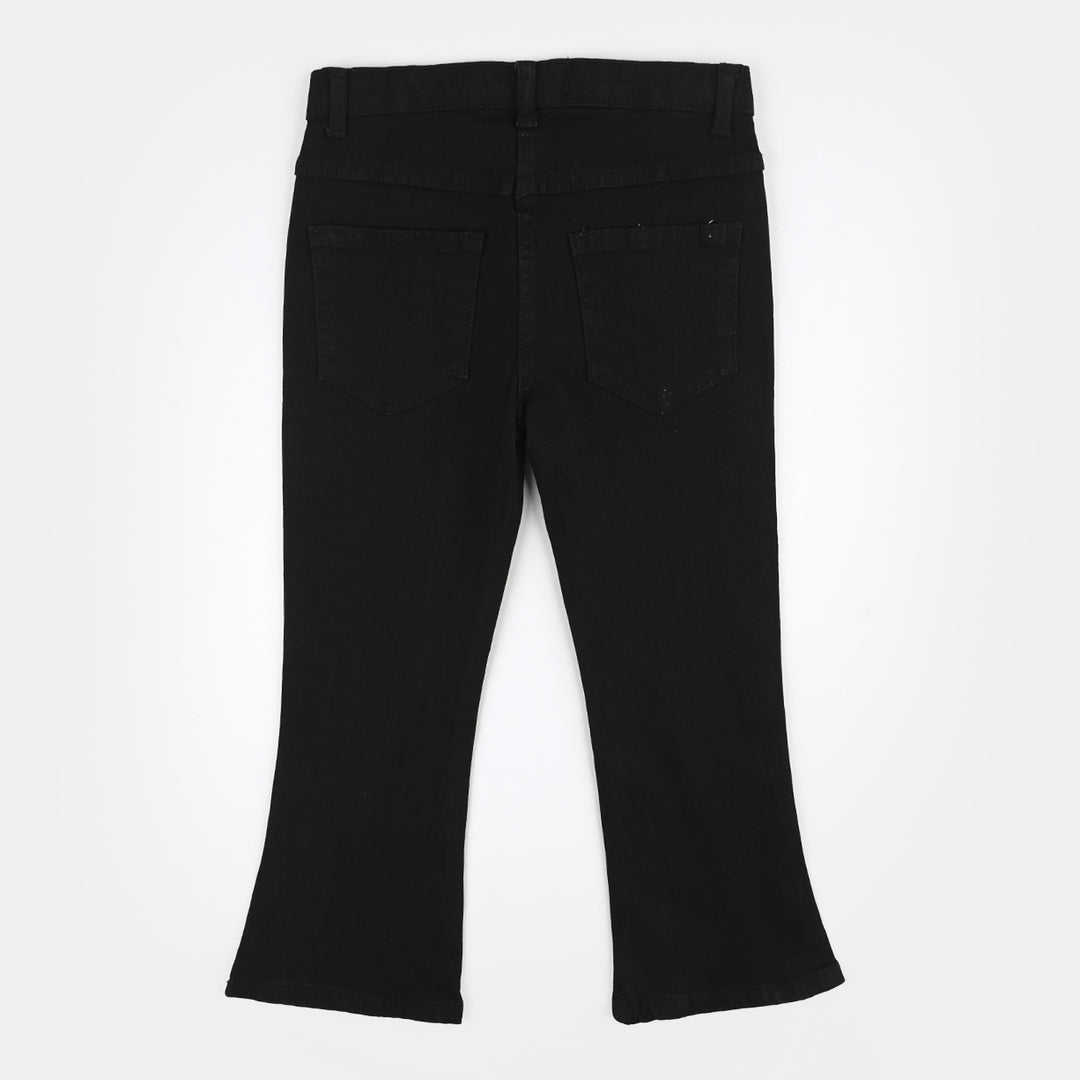 Girls Denim Stretch Pants - Black