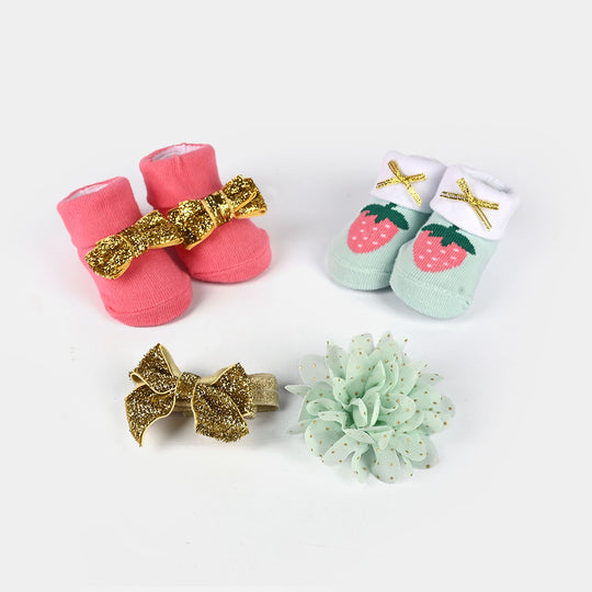 Baby 4-Piece Headband & Sock Gift Set