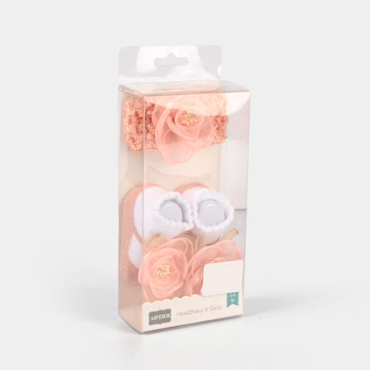 Baby Socks Booties with Headband | 3-12M