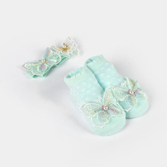 Baby Socks Booties with Headband | 3-12M