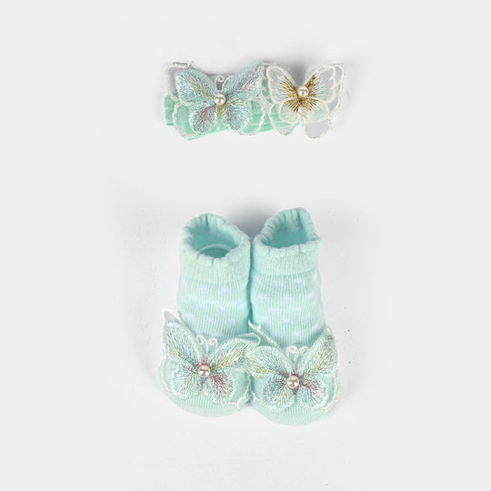 Baby Socks Booties with Headband | 3-12M