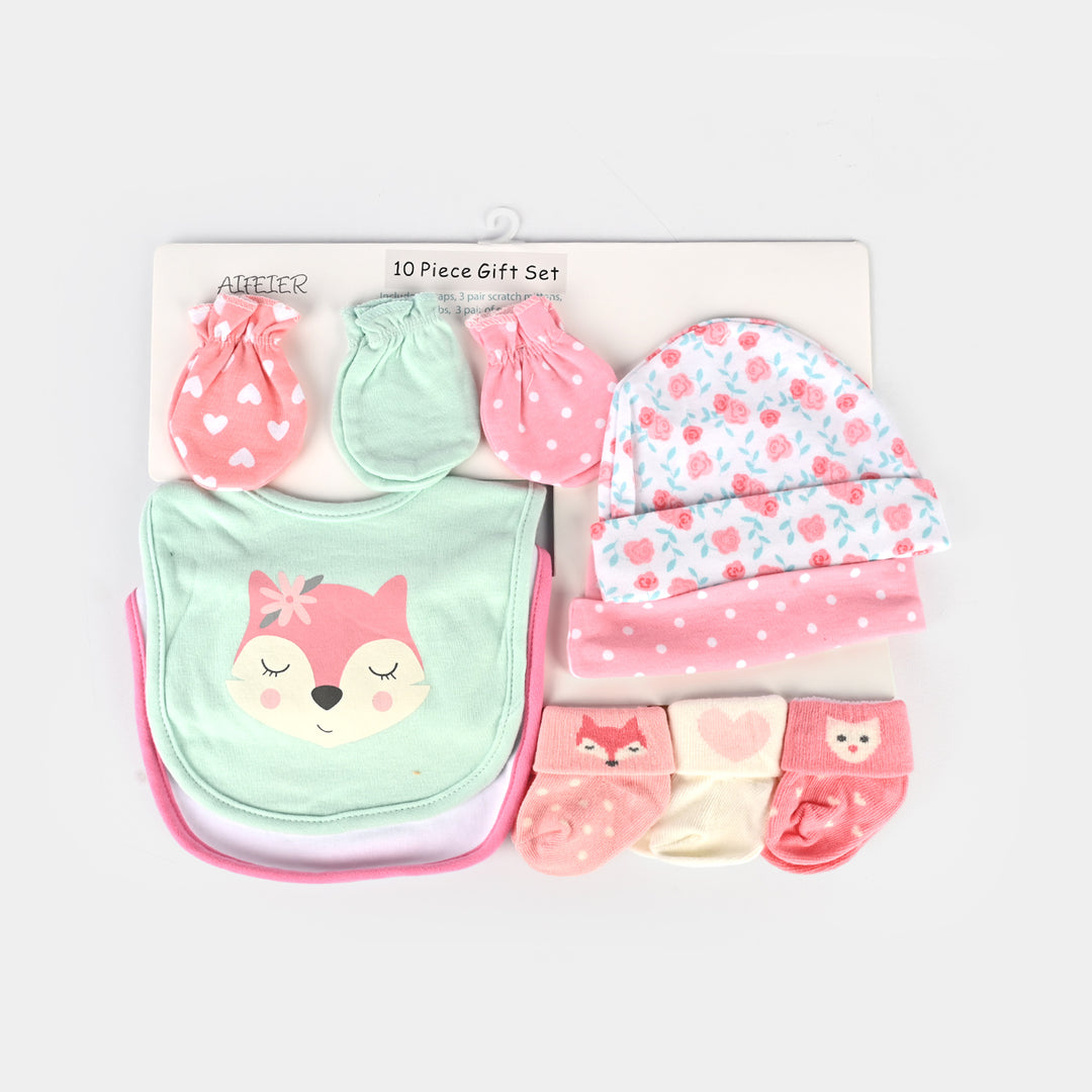 10-Piece Baby Gift Set – Bibs, Socks, Caps & Mittens