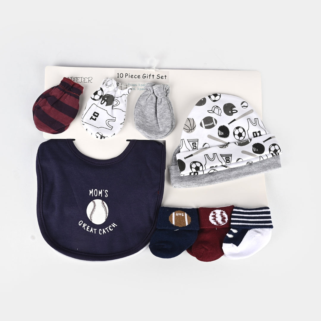 10-Piece Baby Gift Set – Bibs, Socks, Caps & Mittens