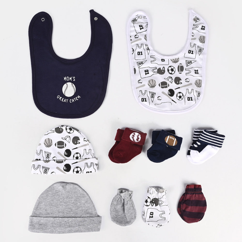10-Piece Baby Gift Set – Bibs, Socks, Caps & Mittens