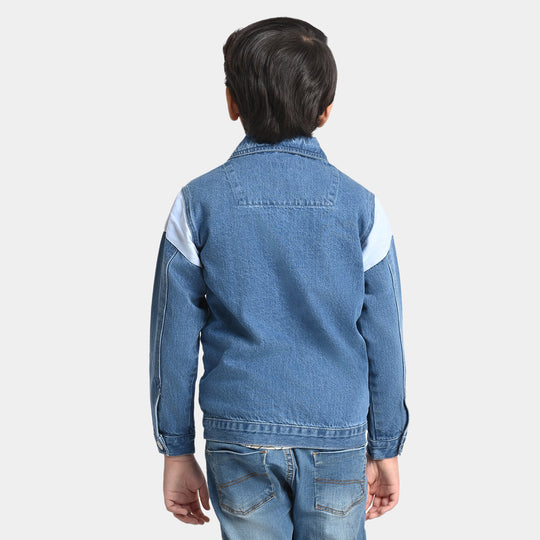 Boys Denim Rigid Jacket BaseBall-Mid Blue