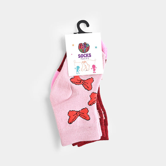 Infant Girls Pack of 2 Socks Minnie-Pink/Red