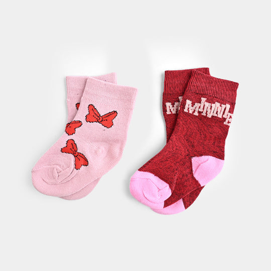 Infant Girls Pack of 2 Socks Minnie-Pink/Red