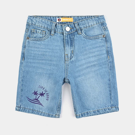 Boys Denim Stretch Short Life Is Good-LT.Blue
