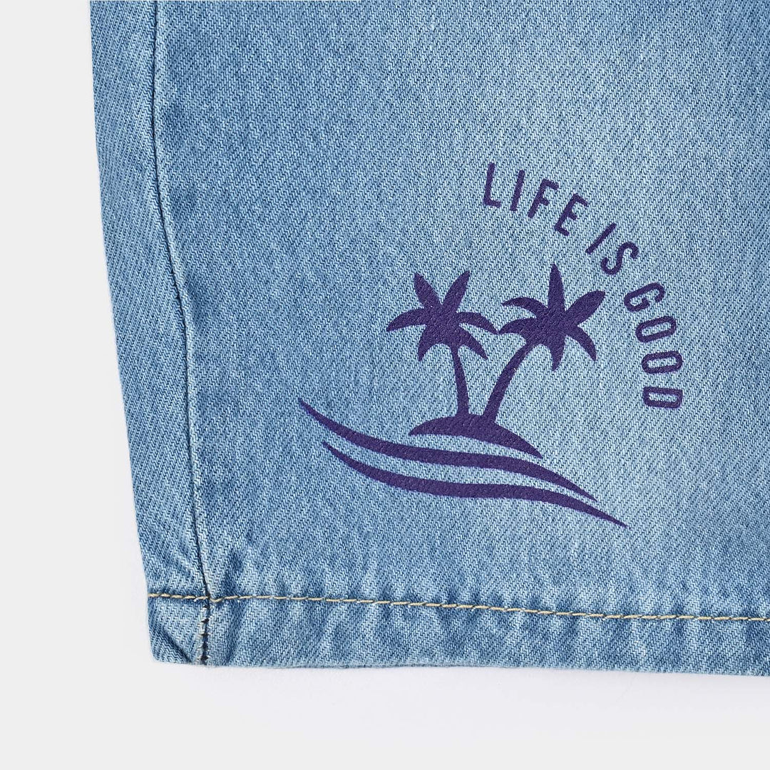 Boys Denim Stretch Short Life Is Good-LT.Blue