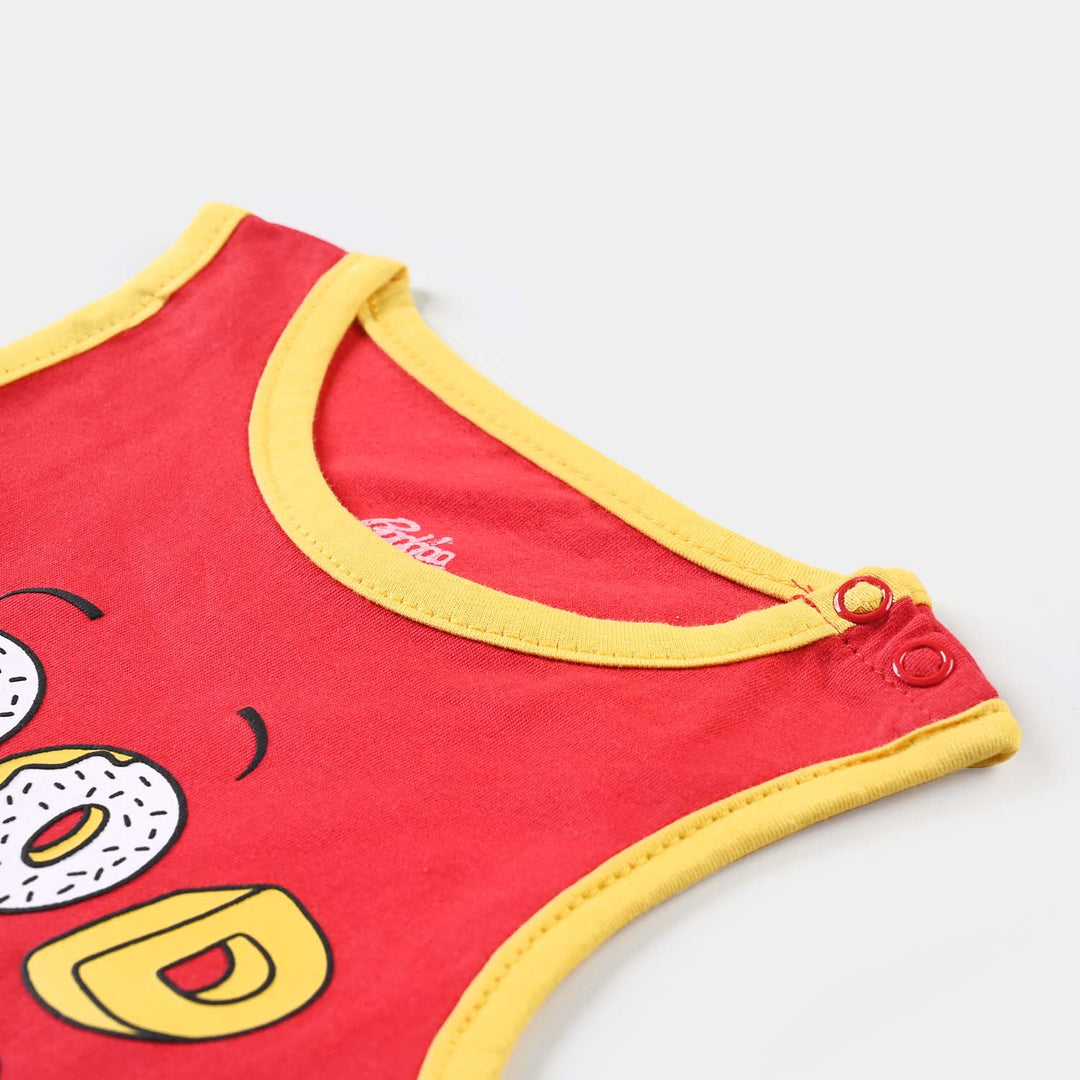 Infant Boys Cotton Jersey Sando Good Vibes-Red