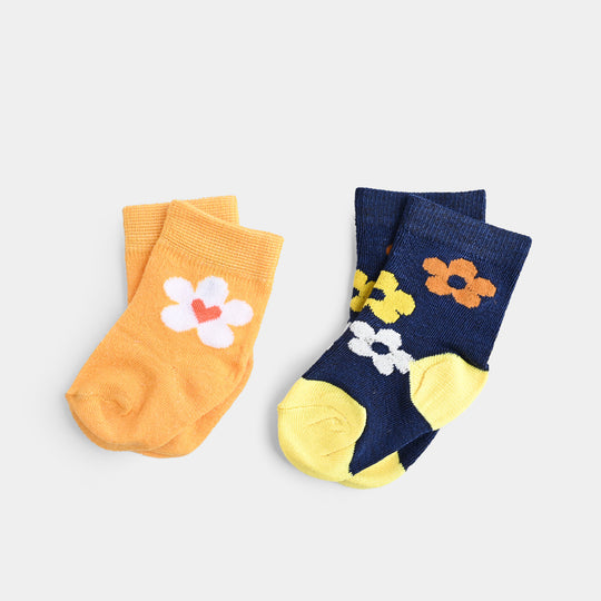 Infant Girls Pack of 2 Socks Flowers-mIX