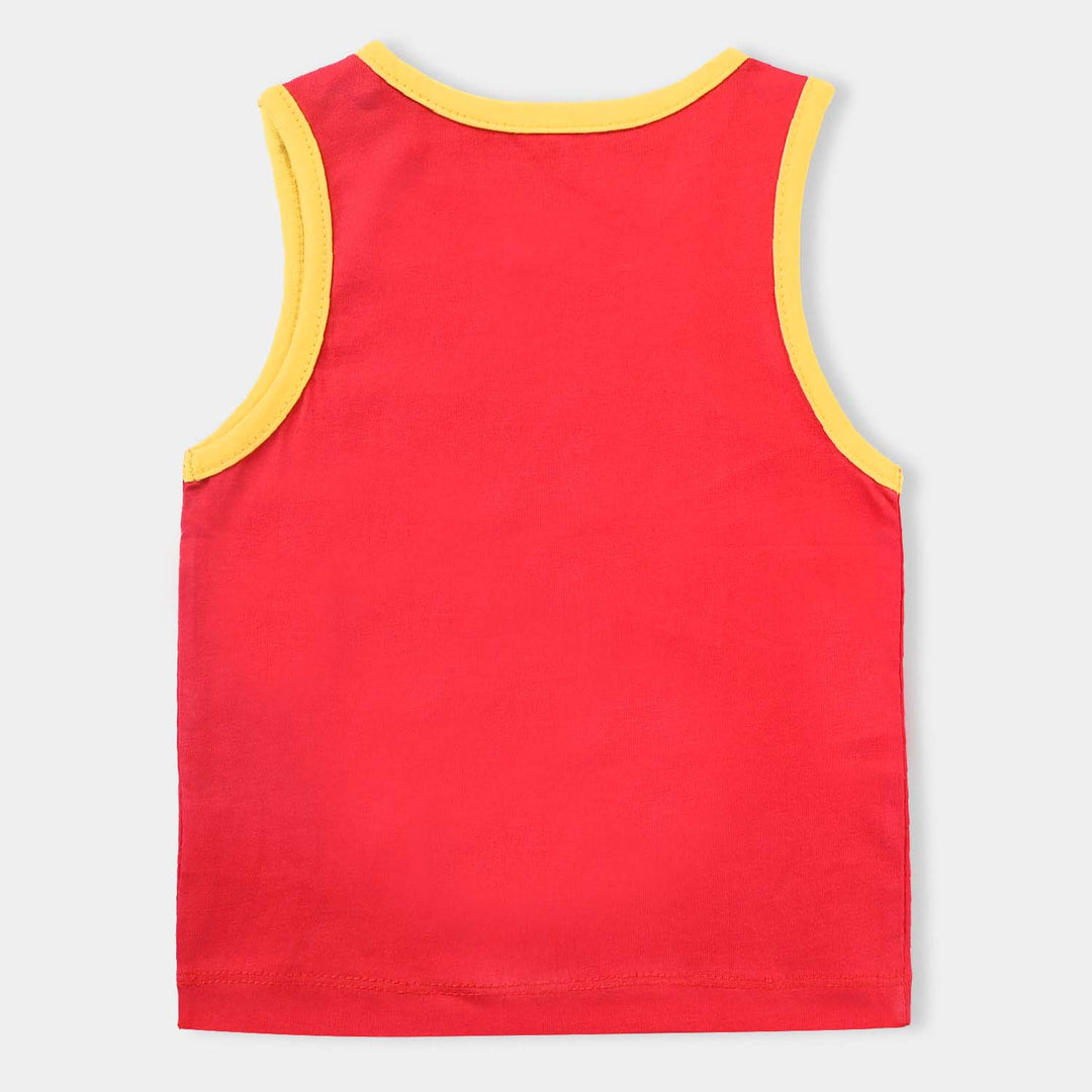 Infant Boys Cotton Jersey Sando Good Vibes-Red