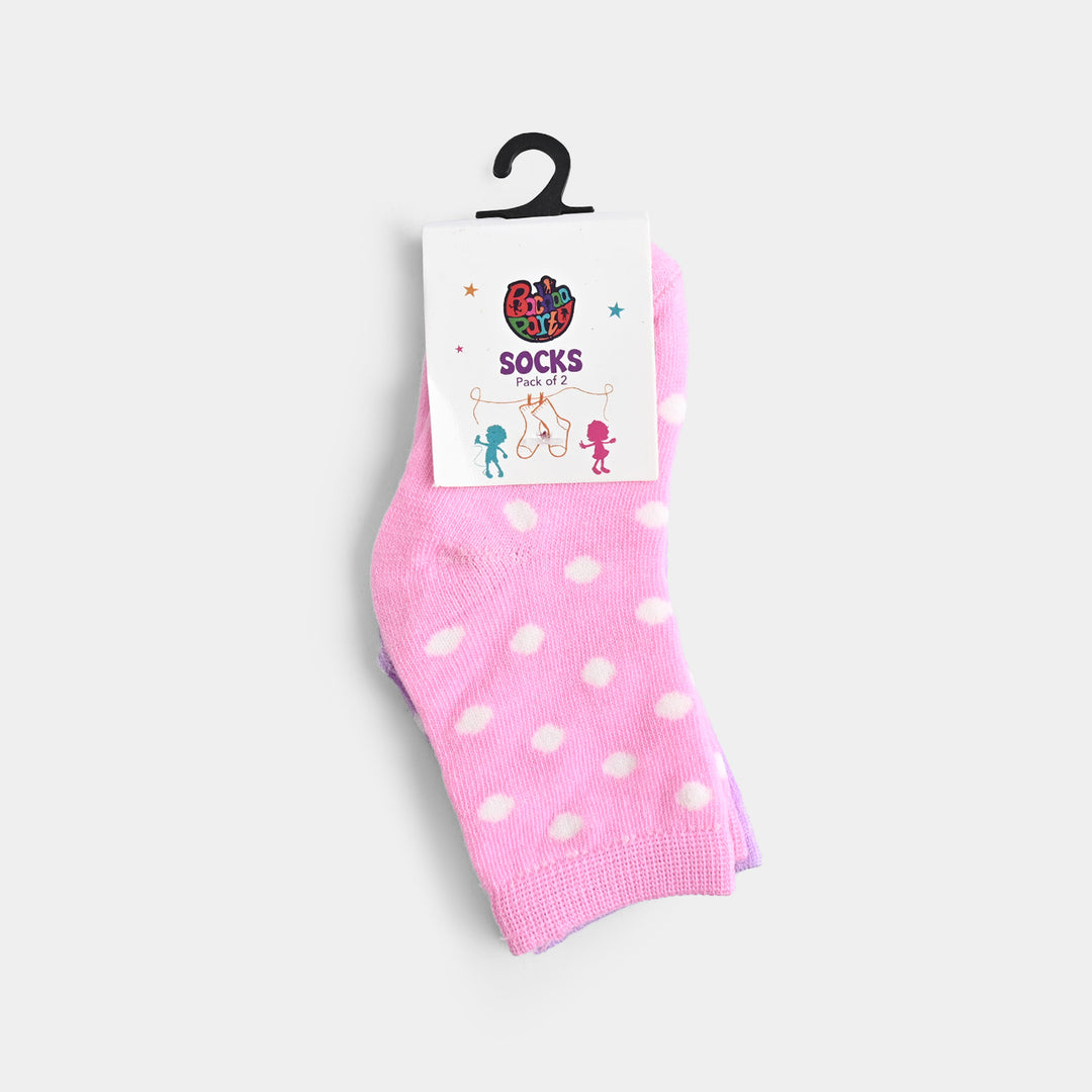 Infant Girls Pack Of 2 Socks Polka Dots-Lilac.Pink