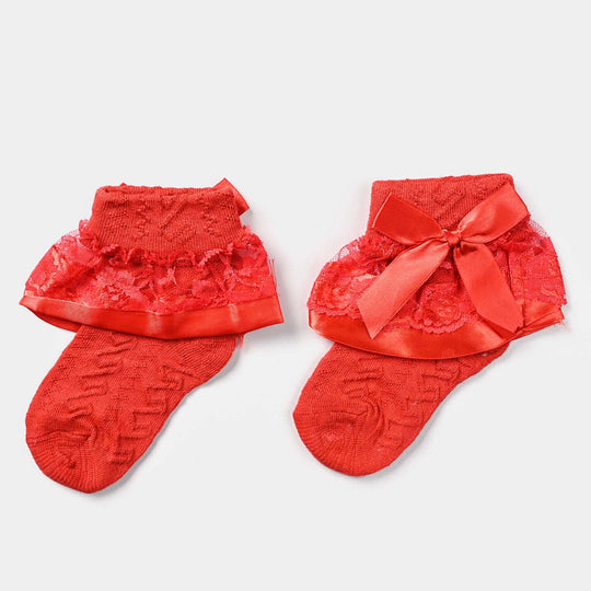 Girls Fashion Frill Socks 4-5Y | Red