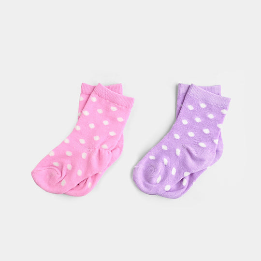 Infant Girls Pack Of 2 Socks Polka Dots-Lilac.Pink