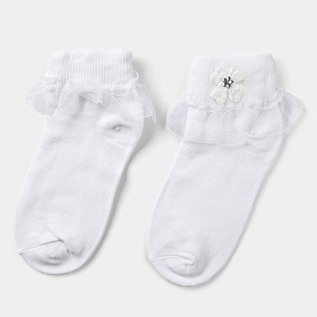 Girls Fashion Frill Socks 9-10Y | White