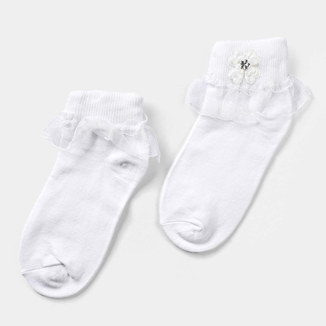 Girls Fashion Frill Socks 9-10Y | White