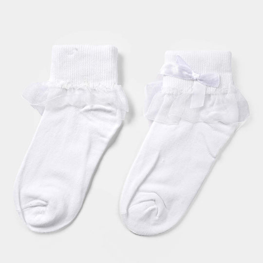 Girls Fashion Frill Socks 9-10Y | White