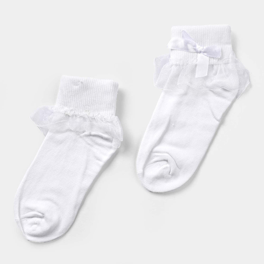 Girls Fashion Frill Socks 9-10Y | White