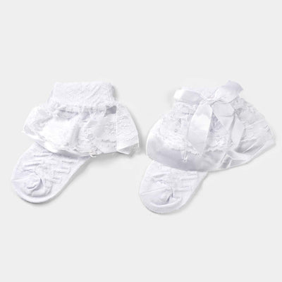 Girls Fashion Frill Socks 4-5Y | White