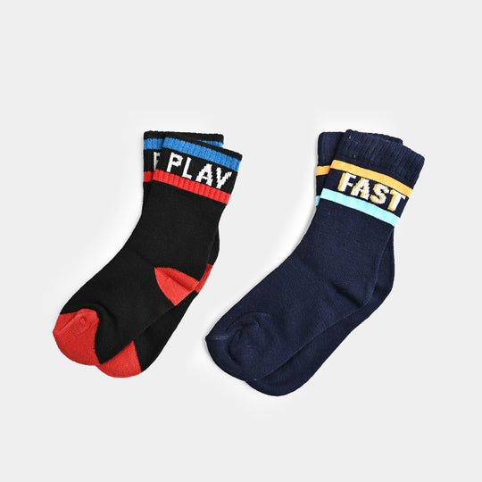 Boys Pack Of 2 Socks Fast Play-Blue/Black