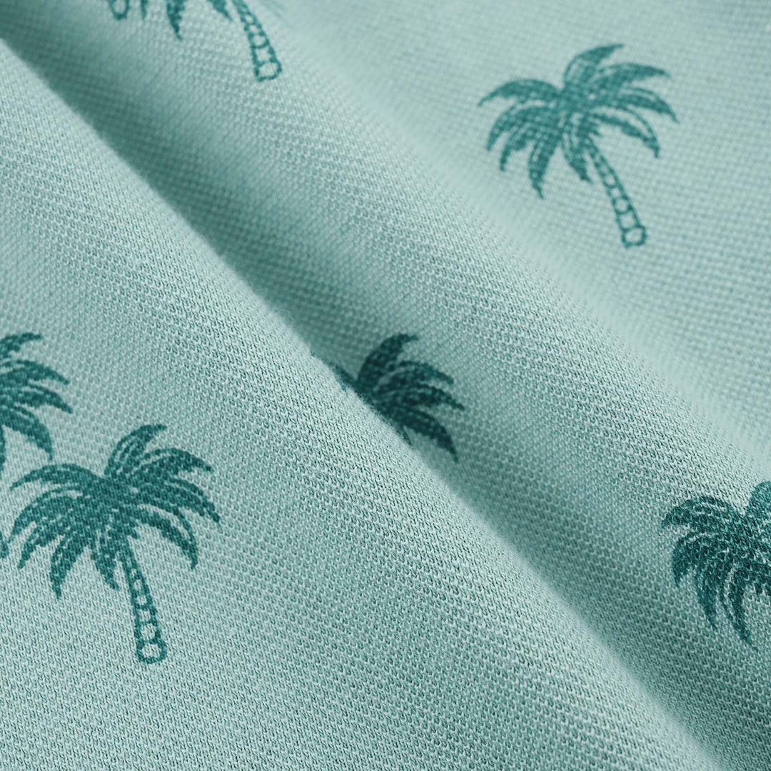 Boys Cotton PK Polo Palm Tree-Blue