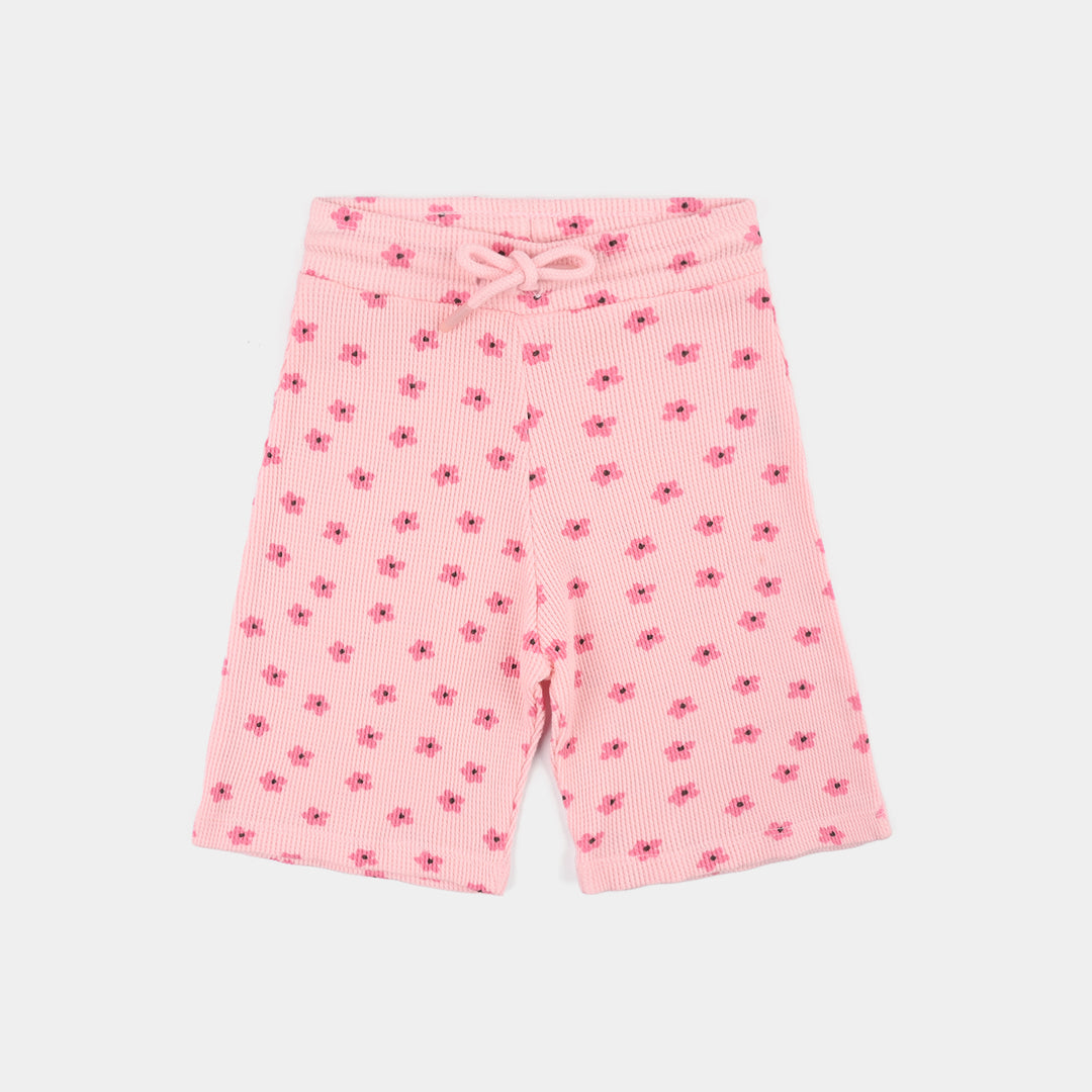 Girls Thermal Knitted Short Pink Flowers-Crystal.Rose