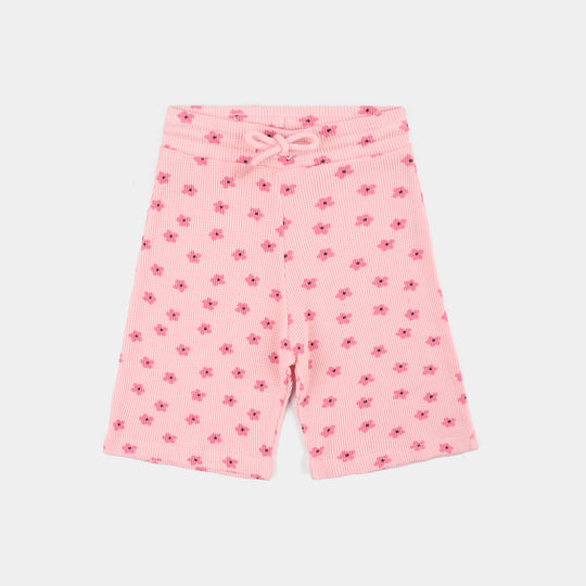 Girls Thermal Knitted Short Pink Flowers-Crystal.Rose
