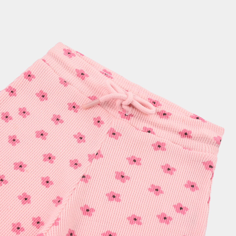 Girls Thermal Knitted Short Pink Flowers-Crystal.Rose