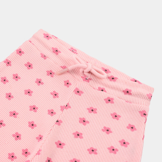 Girls Thermal Knitted Short Pink Flowers-Crystal.Rose