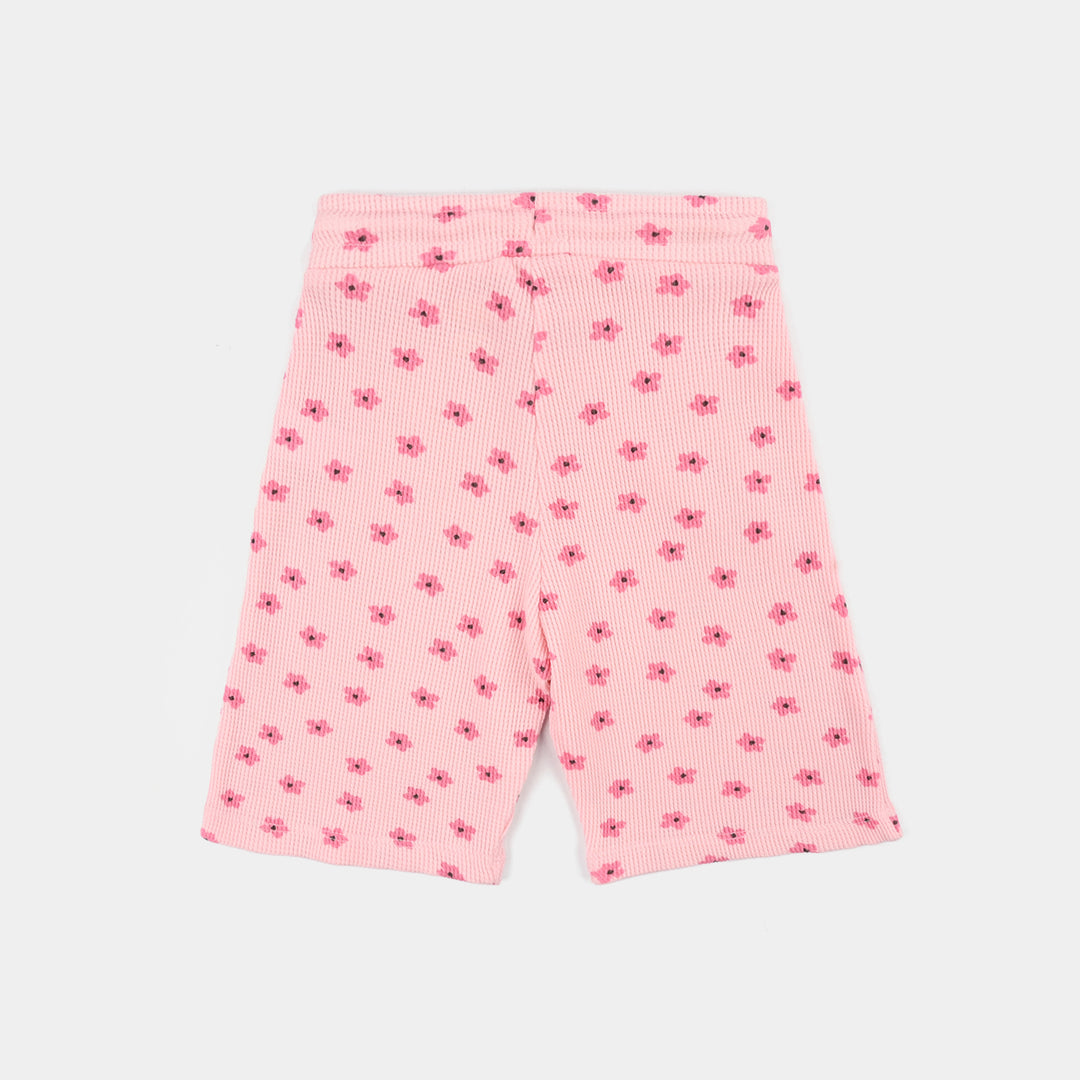Girls Thermal Knitted Short Pink Flowers-Crystal.Rose