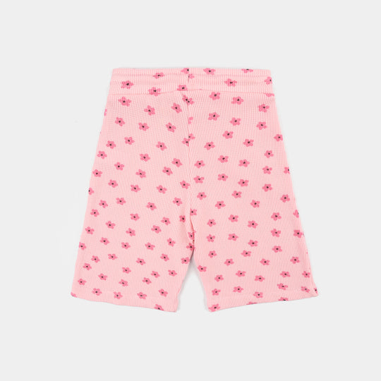 Girls Thermal Knitted Short Pink Flowers-Crystal.Rose