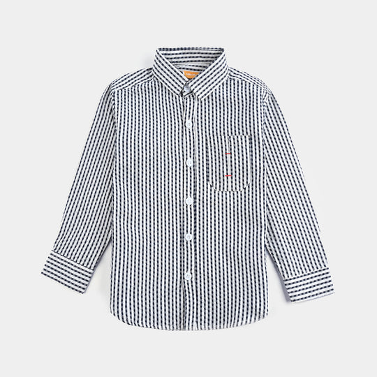 Boys Yarn Dyed Shirt- White Check