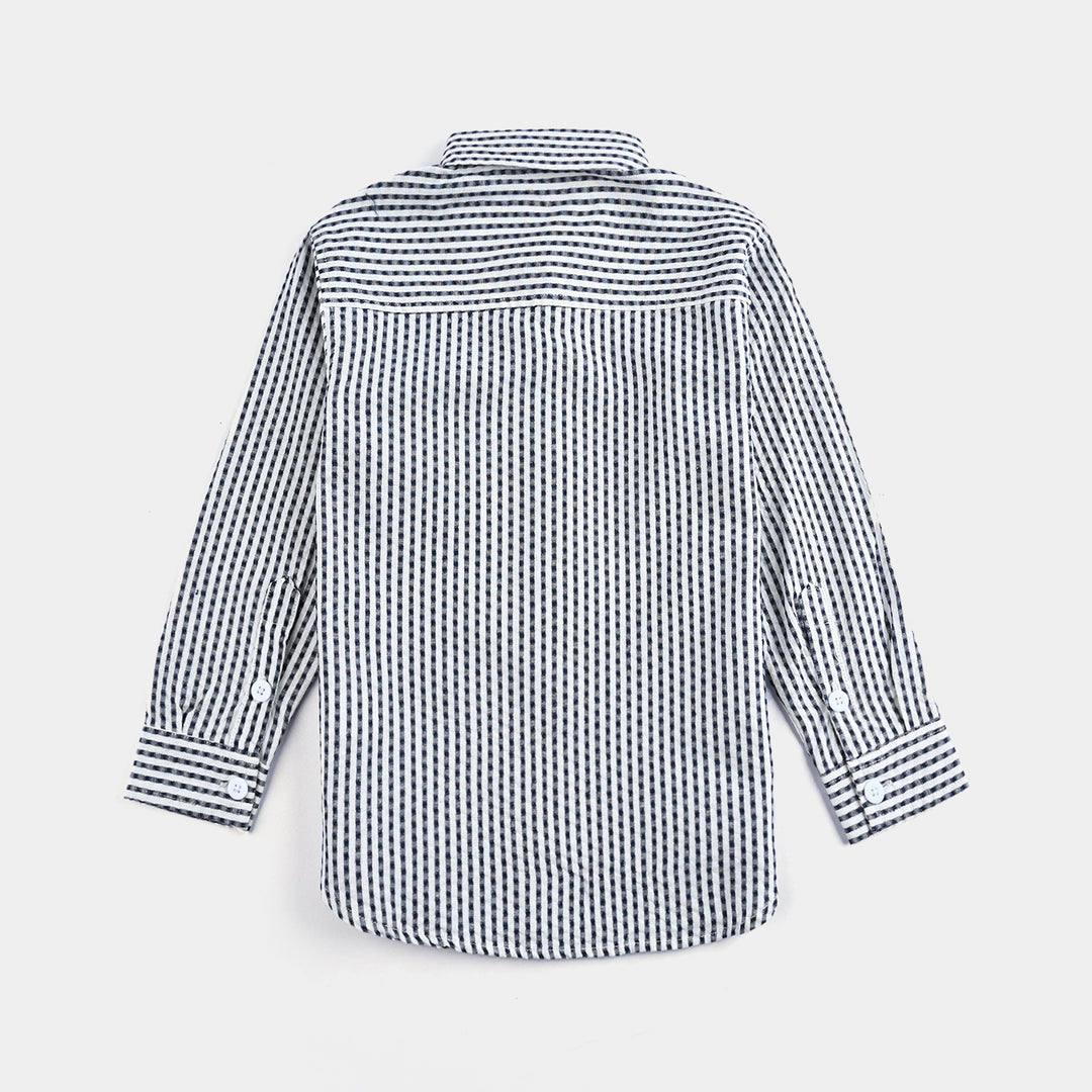 Boys Yarn Dyed Shirt- White Check
