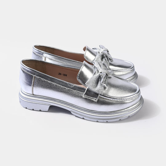 Girls Loafer ZP-104-SILVER