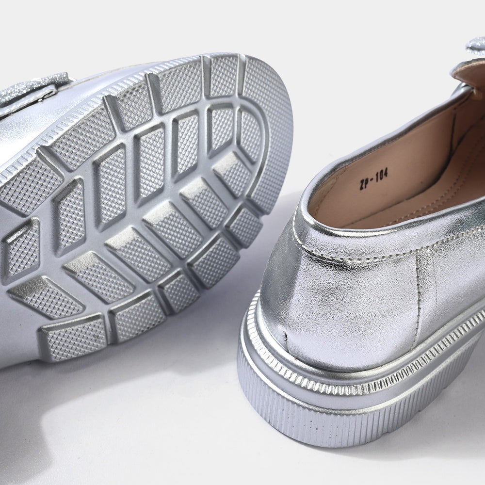 Girls Loafer ZP-104-SILVER