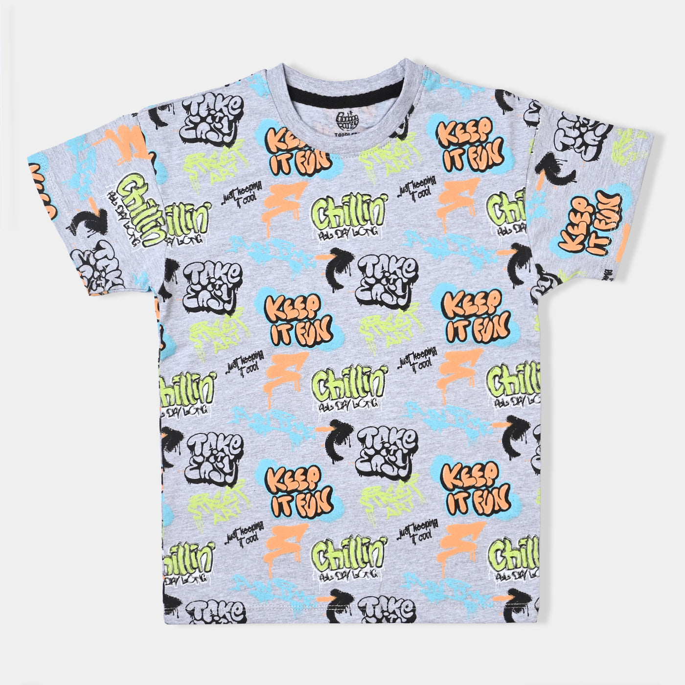 Boys Slub Jersey T-Shirt H/S Keep It Fun-Grey