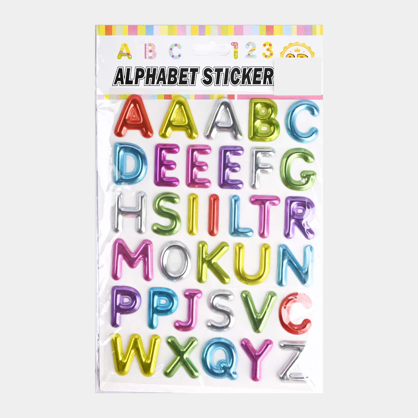 Colorful English Letters 3D Kid's School Sticker