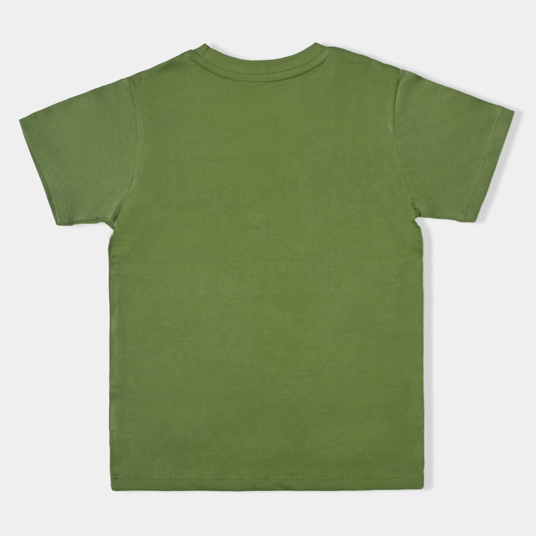 Boys Slub Jersey T-Shirt H/S Character - C. Olive