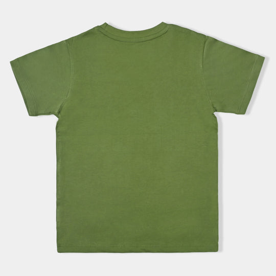 Boys Slub Jersey T-Shirt H/S Character - C. Olive